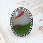Indonesian Bandaid Agate Size US 9 925 Sterling Silver Ring (REXT89-153)