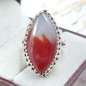 Indonesian Bandaid Agate Size US 8 925 Sterling Silver Ring (REXT89-148)