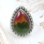 Indonesian Bandaid Agate Size US 11 925 Sterling Silver Ring (REXT89-161)
