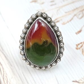 Indonesian Bandaid Agate Size US 11 925 Sterling Silver Ring (REXT89-161)