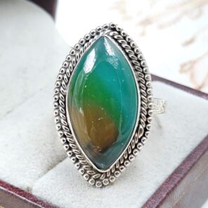 Indonesian Bandaid Agate Size US 11 925 Sterling Silver Ring (REXT89-162)