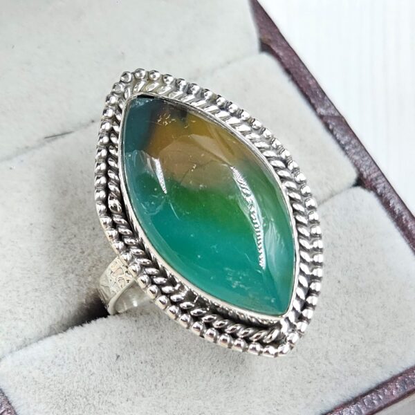 Indonesian Bandaid Agate Size US 11 925 Sterling Silver Ring (REXT89-162) - Image 2
