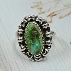 Sonoran Gold Turquoise Size US 8 925 Sterling Silver Ring (REXT89-178)