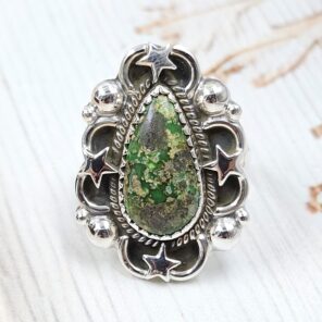 Sonoran Gold Turquoise Size US 7 925 Sterling Silver Ring (REXT89-172)