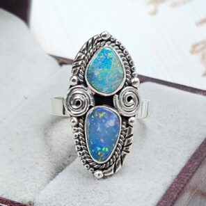 Australian Opal Size US 7 925 Sterling Silver Ring (RS104-285)