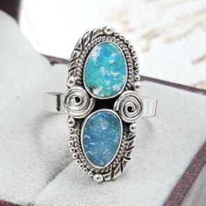 Australian Opal Size US 10 925 Sterling Silver Ring (RS104-293)