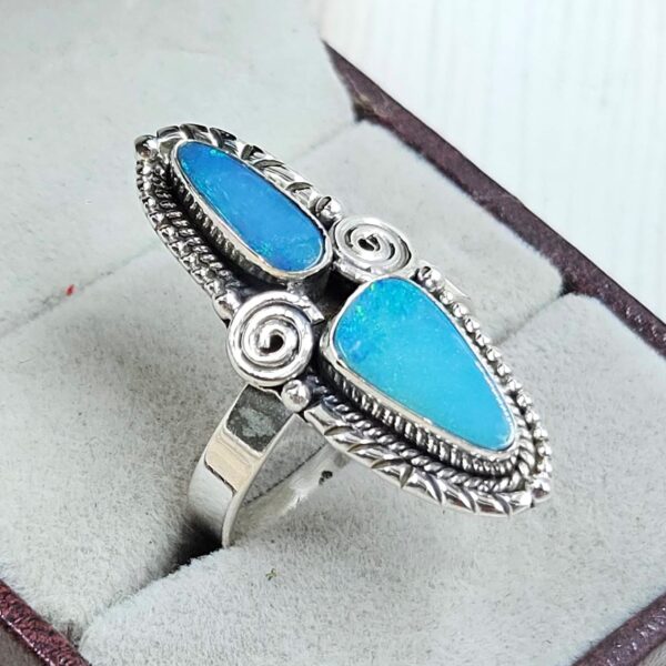 Australian Opal Size US 10 925 Sterling Silver Ring (RS104-294) - Image 2