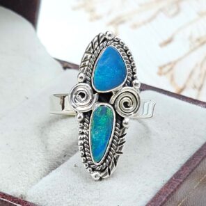Australian Opal Size US 9 925 Sterling Silver Ring (RS104-296)