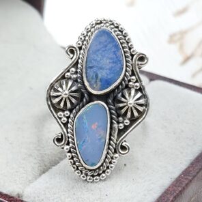 Australian Opal Size US 8 925 Sterling Silver Ring (RS104-302)