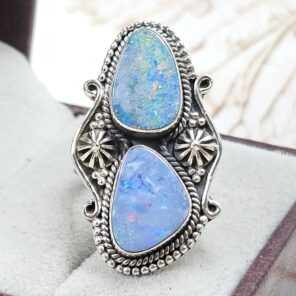 Australian Opal Size US 7 925 Sterling Silver Ring (RS104-303)