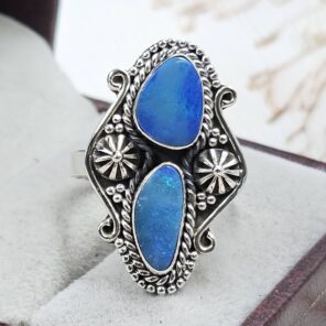 Australian Opal Size US 9 925 Sterling Silver Ring (RS104-304)