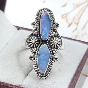 Australian Opal Size US 10 925 Sterling Silver Ring (RS104-309)