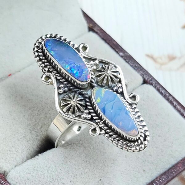 Australian Opal Size US 10 925 Sterling Silver Ring (RS104-309) - Image 2