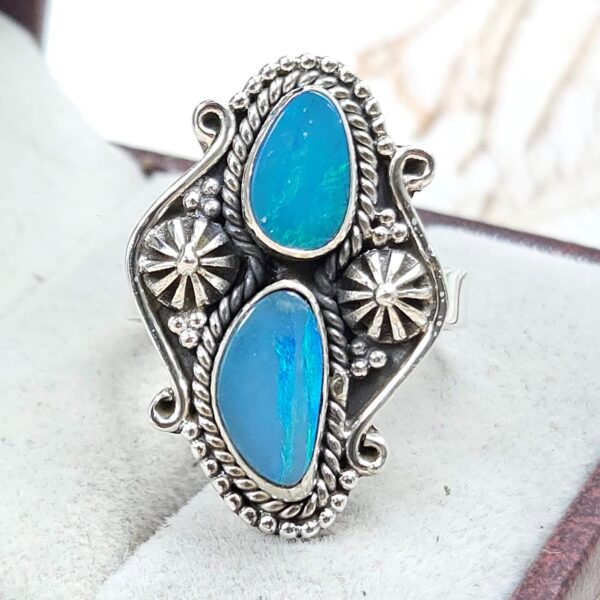 Australian Opal Size US 8 925 Sterling Silver Ring (RS104-314)