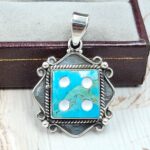 Mohave Turquoise 925 Sterling Silver Dice Pendant (REXT47-234)