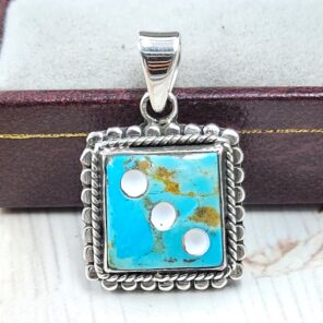Mohave Turquoise 925 Sterling Silver Dice Pendant (REXT47-240)
