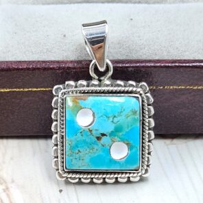 Mohave Turquoise 925 Sterling Silver Dice Pendant (REXT47-241)