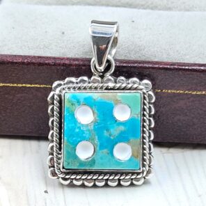 Mohave Turquoise 925 Sterling Silver Dice Pendant (REXT47-242)