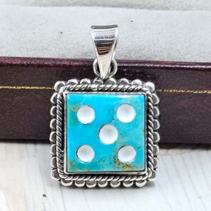 Mohave Turquoise 925 Sterling Silver Dice Pendant (REXT47-243)