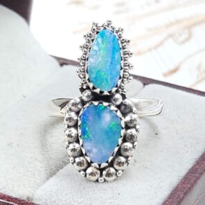 Australian Opal Size US 9 925 Sterling Silver Ring (RS104-322)