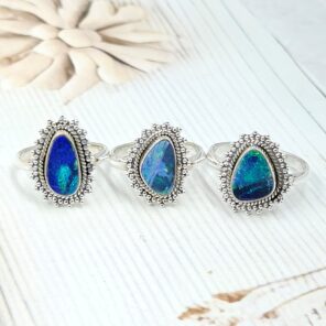Australian Opal 925 Sterling Silver Ring (REXT104-6)