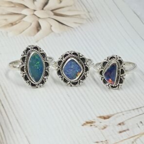 Australian Opal 925 Sterling Silver Ring (REXT104-7)