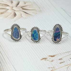 Australian Opal 925 Sterling Silver Ring (REXT104-8)