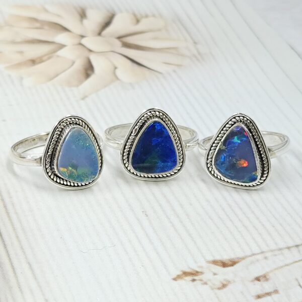 Australian Opal 925 Sterling Silver Ring (REXT104-9)