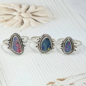Australian Opal 925 Sterling Silver Ring (REXT104-12)