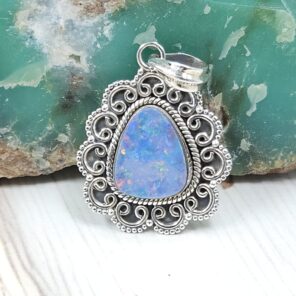 Australian Opal 1.25" 925 Sterling Silver Pendant (REXT24-266)