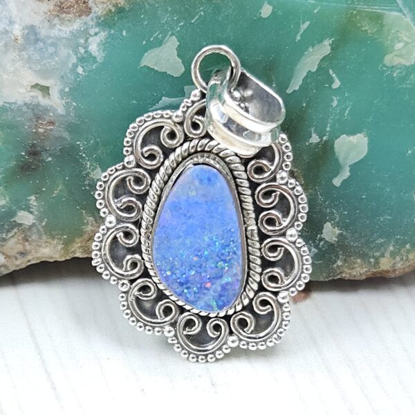 Australian Opal 1.25" 925 Sterling Silver Pendant (REXT24-269)