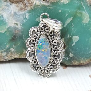 Australian Opal 1.25" 925 Sterling Silver Pendant (REXT24-271)