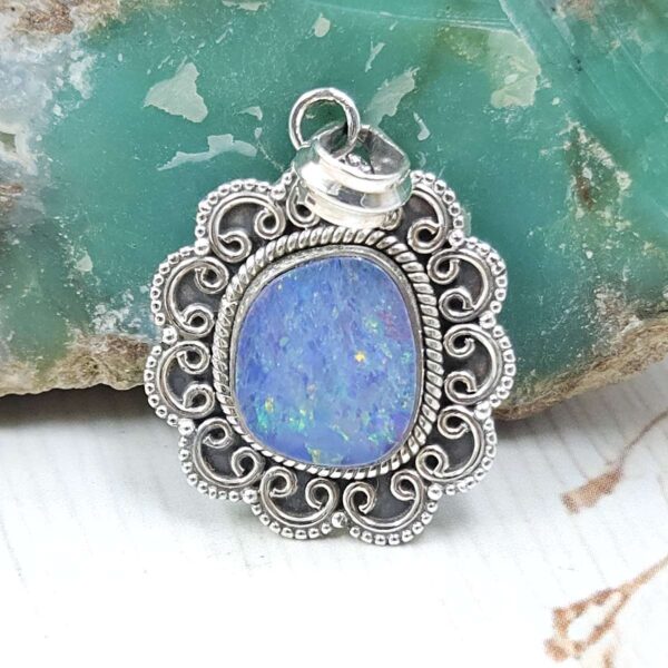 Australian Opal 1.25" 925 Sterling Silver Pendant (REXT24-279)
