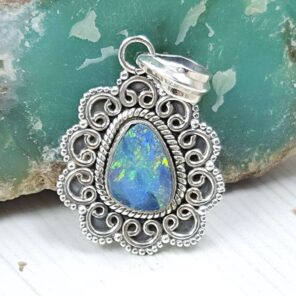 Australian Opal 1.25" 925 Sterling Silver Pendant (REXT24-283)