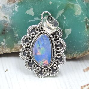 Australian Opal 1.25" 925 Sterling Silver Pendant (REXT24-284)