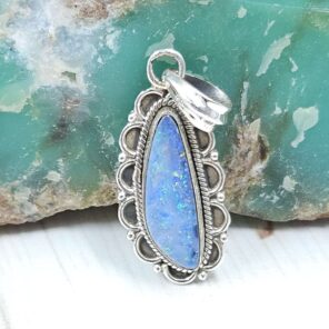 Australian Opal 1.25" 925 Sterling Silver Pendant (REXT24-285)