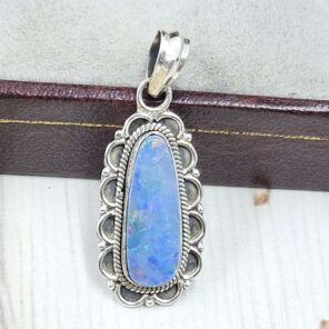 Australian Opal 1.25" 925 Sterling Silver Pendant (REXT24-294)