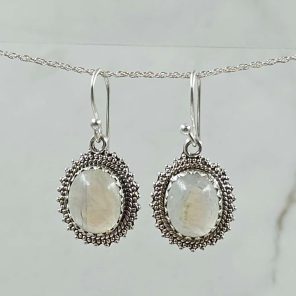 Rainbow Moonstone 1.25" 925 Silver Earring (REXT99-20)