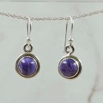 Charoite 1.25" 925 Silver Earring (REXT99-32)