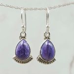 Charoite 1.25" 925 Silver Earring (REXT99-33)