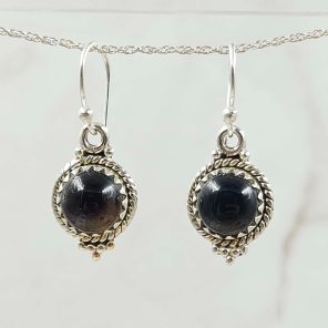 Black Onyx 1.25" 925 Silver Earring (REXT99-12)