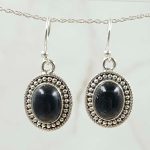 Black Onyx 1.25" 925 Silver Earring (REXT99-11)