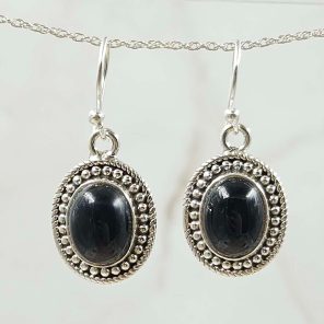 Black Onyx 1.25" 925 Silver Earring (REXT99-11)