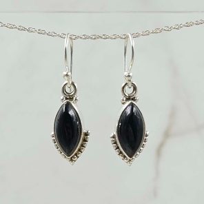 Black Onyx 1.25" 925 Silver Earring (REXT99-10)