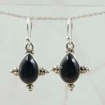 Black Onyx 1.25" 925 Silver Earring (REXT99-9)