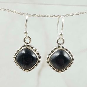 Black Onyx 1.25" 925 Silver Earring (REXT99-8)