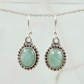 Amazonite 1.25" 925 Silver Earring (REXT99-14)