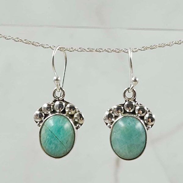 Amazonite 1.25" 925 Silver Earring (REXT99-13)