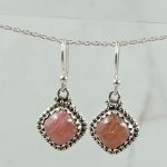 Pink Rhodochrosite 1.25" 925 Silver Earring (REXT99-27)