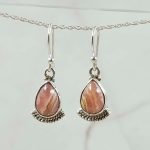 Pink Rhodochrosite 1.25" 925 Silver Earring (REXT99-25)